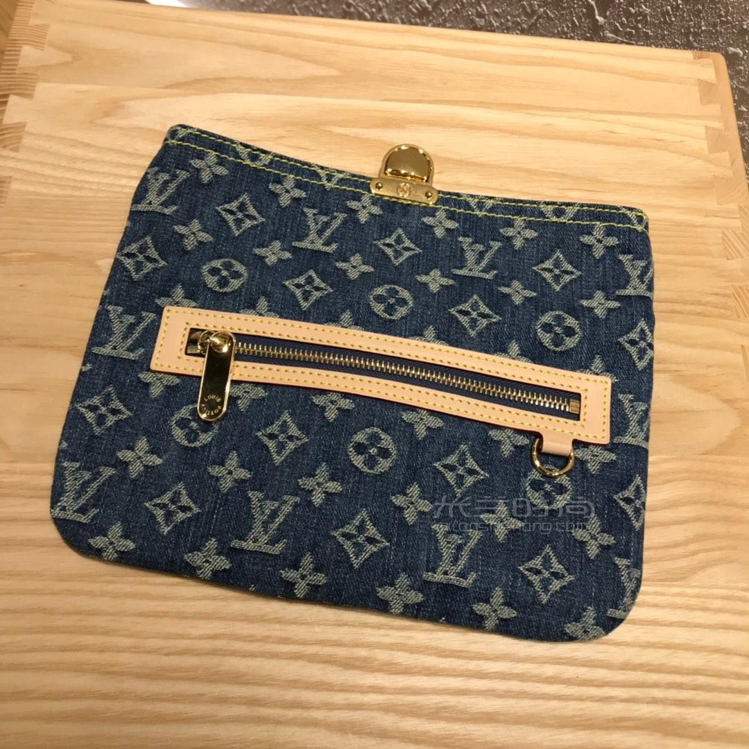 lv牛仔手拿包中古限量款牛仔布丹宁老花手包