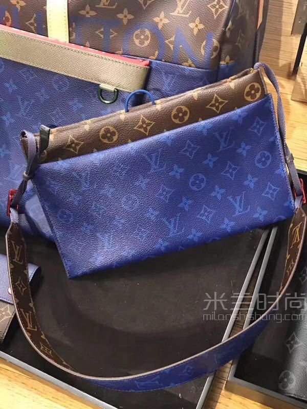 2019新款lv路易威登秀款限定 电光蓝色拼咖色老花斜挎包 m43854奢侈