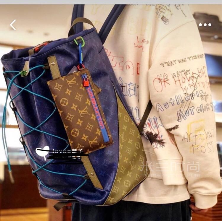 路易威登lv 刘昊然同款18ss秀款电光蓝色登山双肩包男款旅行背包 (9)