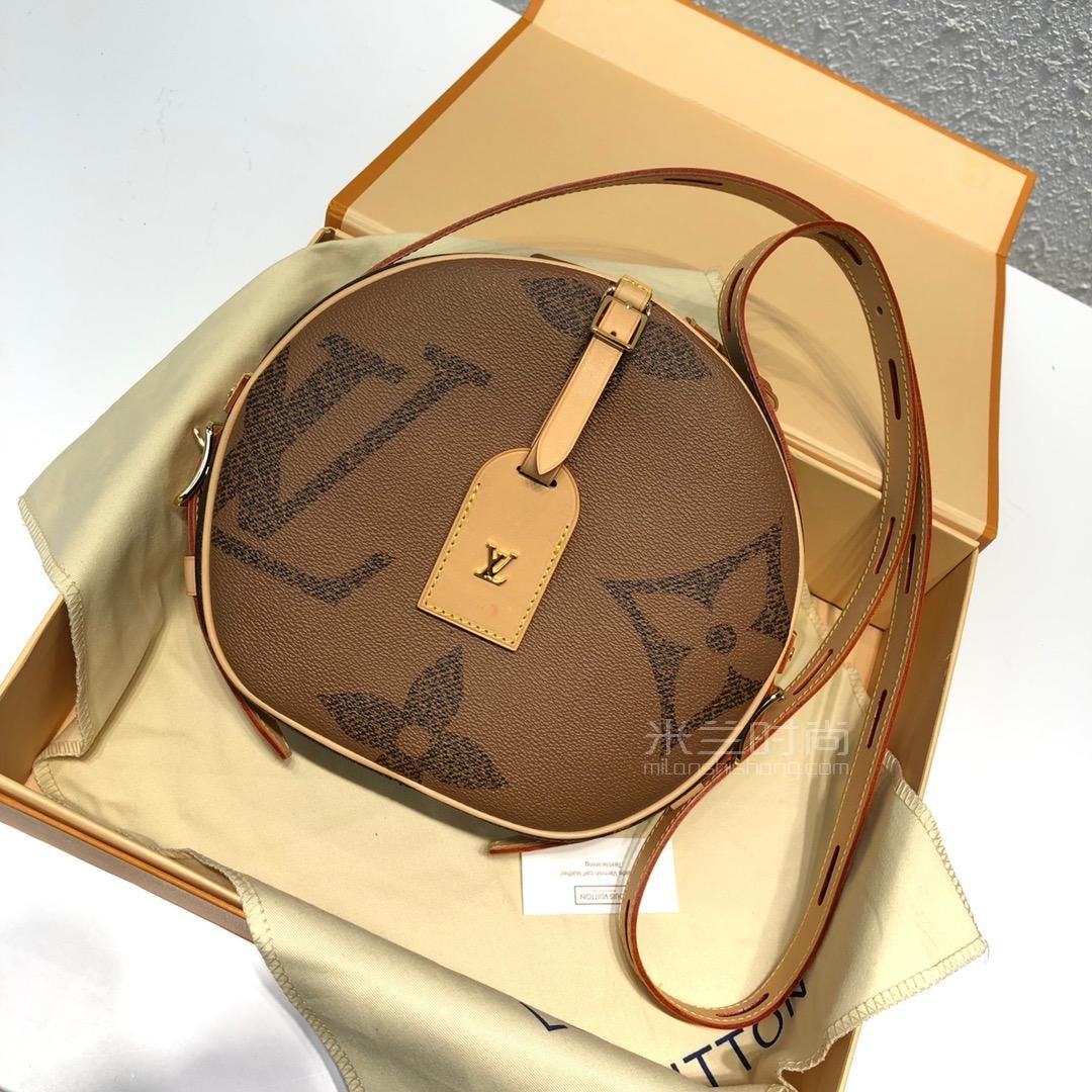 路易威登lv女包boite chapeau老花软圆饼包斜跨包m52294 lv大logo奢侈