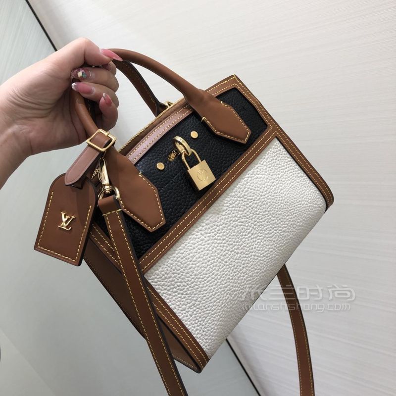 路易威登lv19年city steamer mini拼色牛皮手袋m55099手提包黑白03