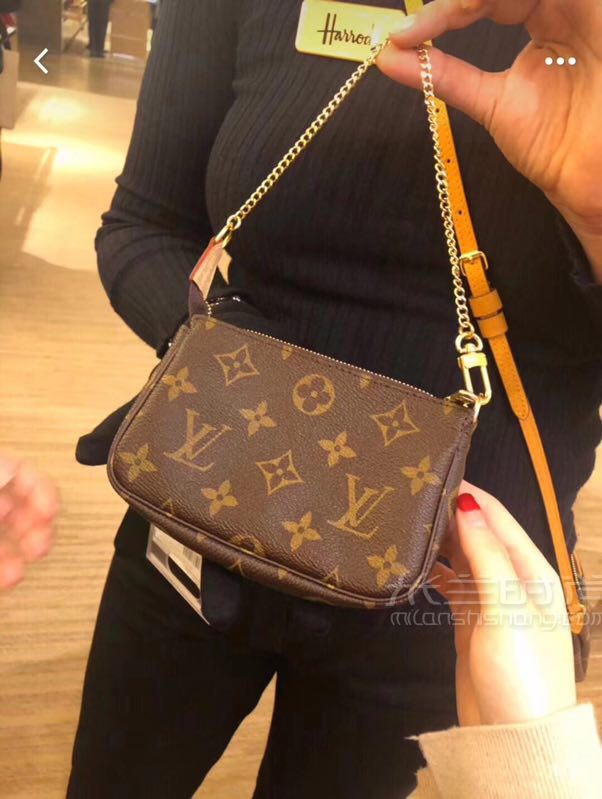 lv路易威登棕白棋盘老花链条零钱包小钱包小手提包m58009mini麻将包