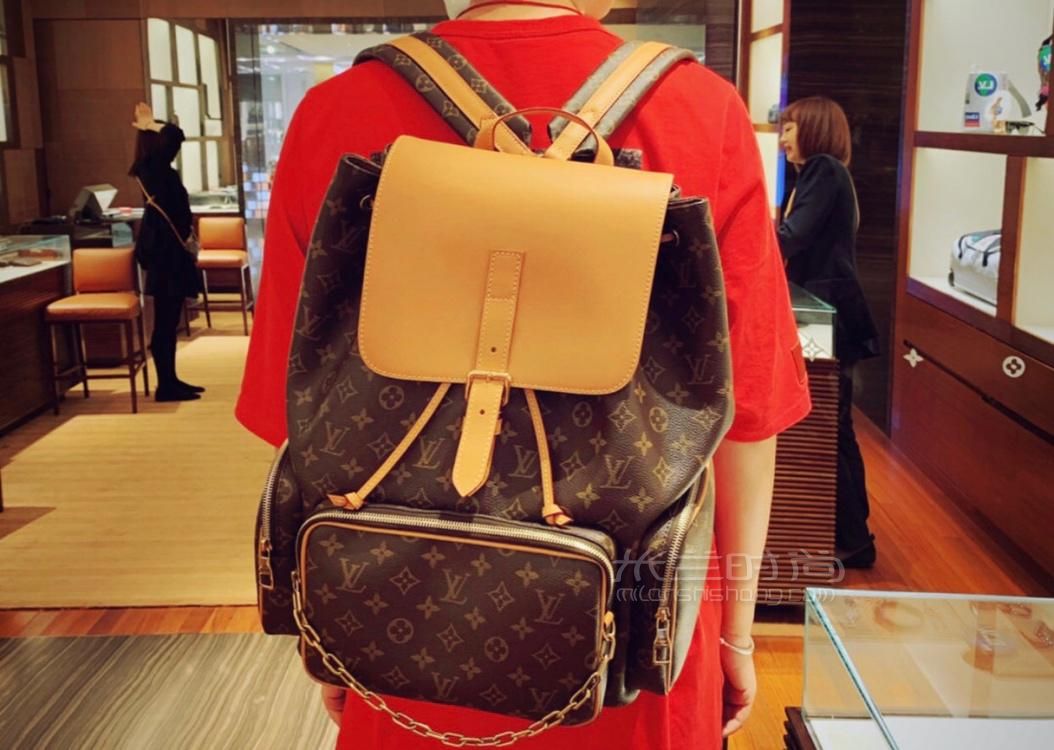 路易威登lv19年秋冬限量版trio双肩包m44658老花链条双肩背包书包
