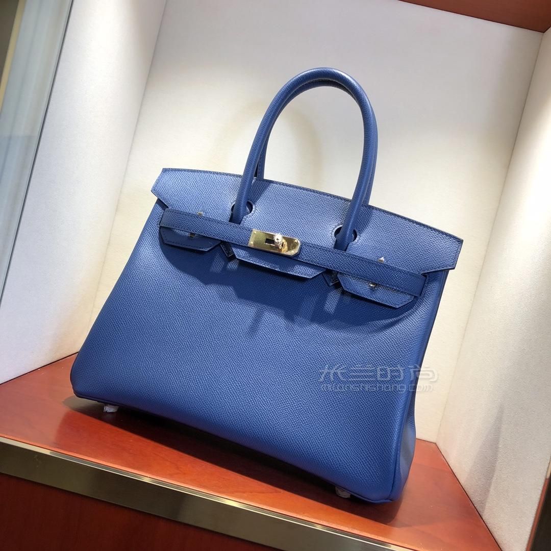hermes爱马仕铂金包birkin 30cm epsom r2 blue agate