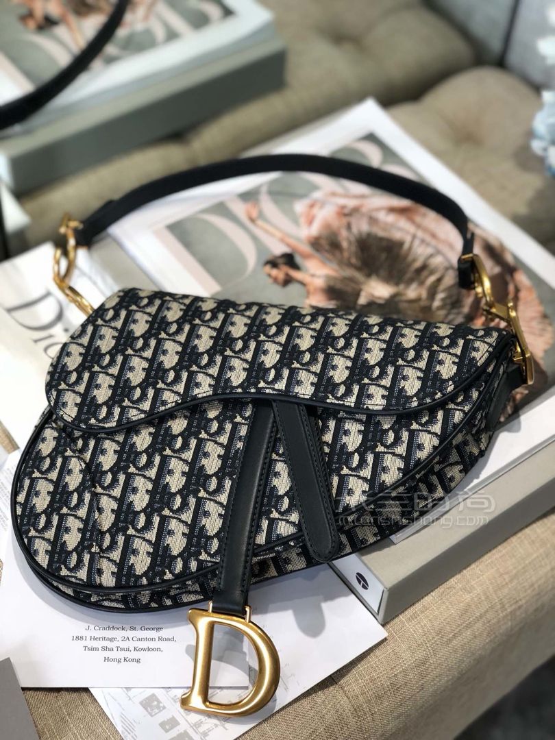 dior oblique saddle bag马鞍包 黑色迪奥老花马鞍包大号