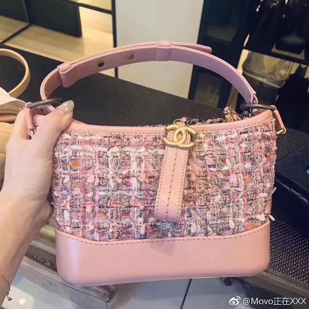 chanel香奈儿流浪包花呢编织2019新款毛呢单肩包小号gabrielle链条