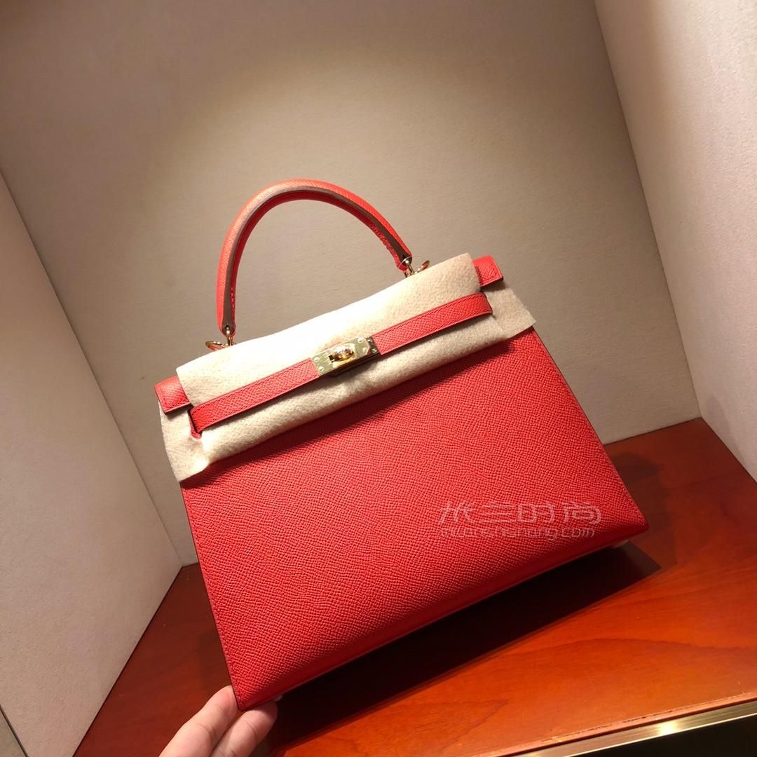 爱马仕凯莉包hermes kelly 25cm epsom t5 rose jaipur 普尔斋粉 西瓜