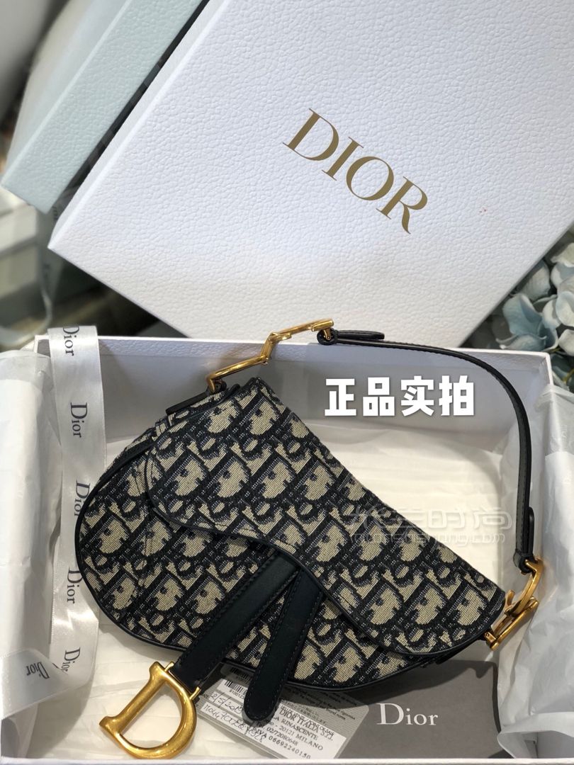 【真假对比】dior saddle系列迪奥马鞍包 黑色老花帆布复古斜挎包