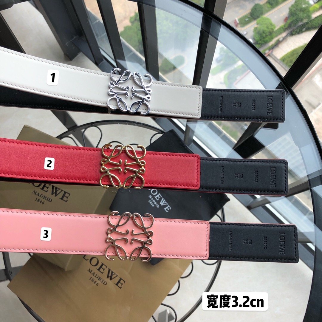 00485_西班牙loewe罗意威女士32mm双面外用腰带搭配品牌新标识金属挂