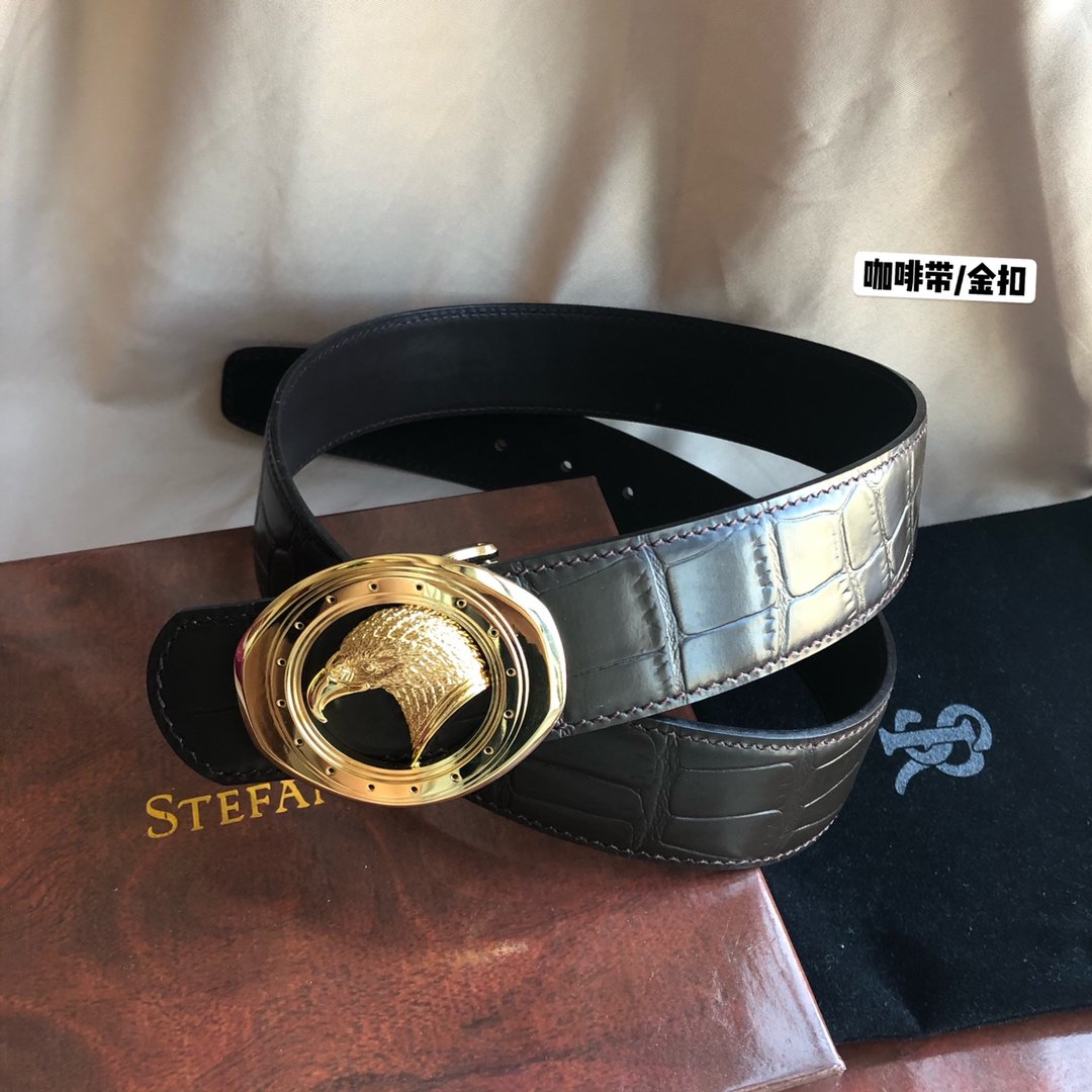 00372_新款stefano ricci史蒂芬劳尼治专柜款精钢鹰头挂扣38mm细节