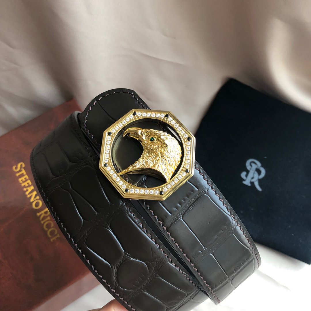 00619stefanoricci史蒂芬劳尼治专柜款精钢鹰头镶嵌钻扣38mm细节处理