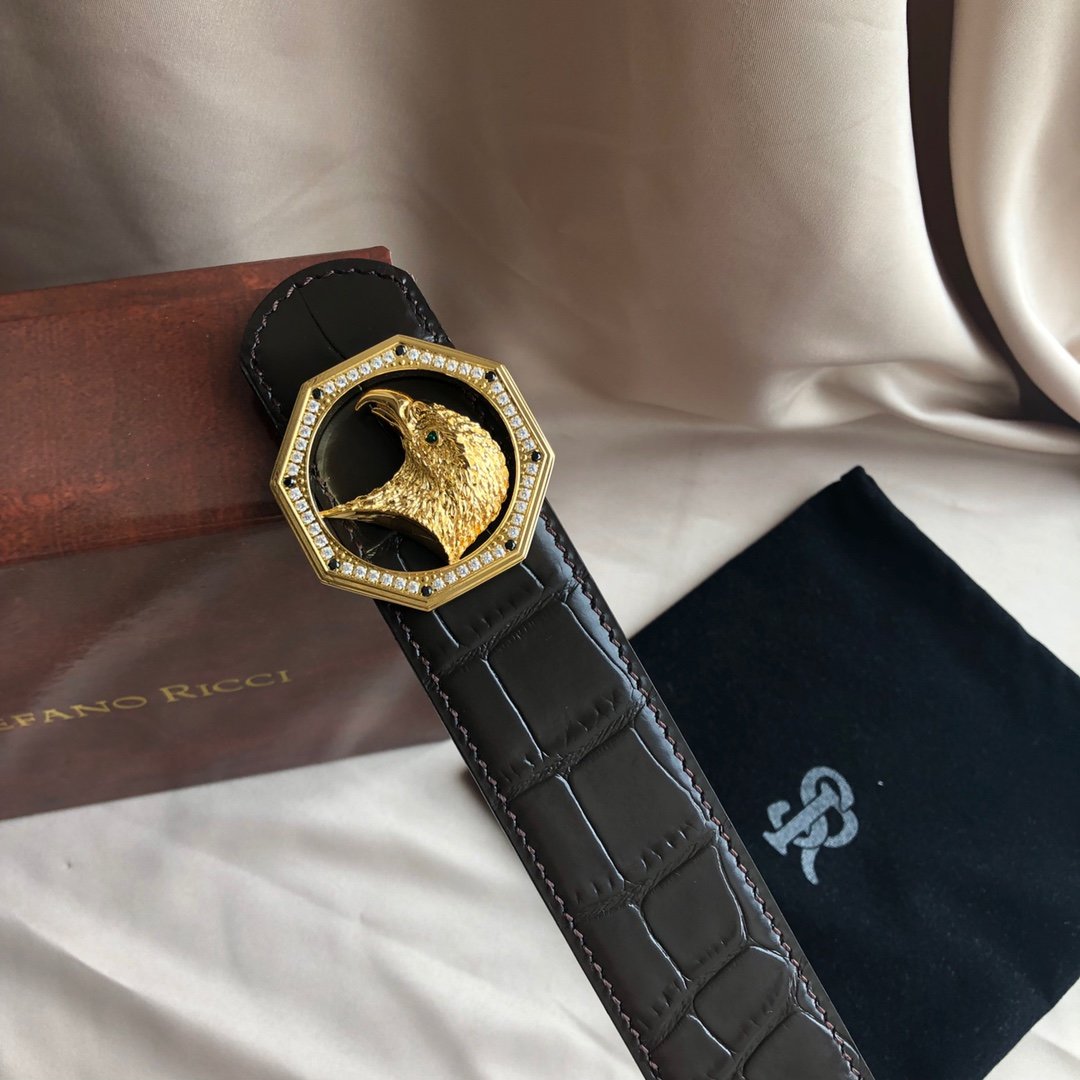 00619stefanoricci史蒂芬劳尼治专柜款精钢鹰头镶嵌钻扣38mm细节处理