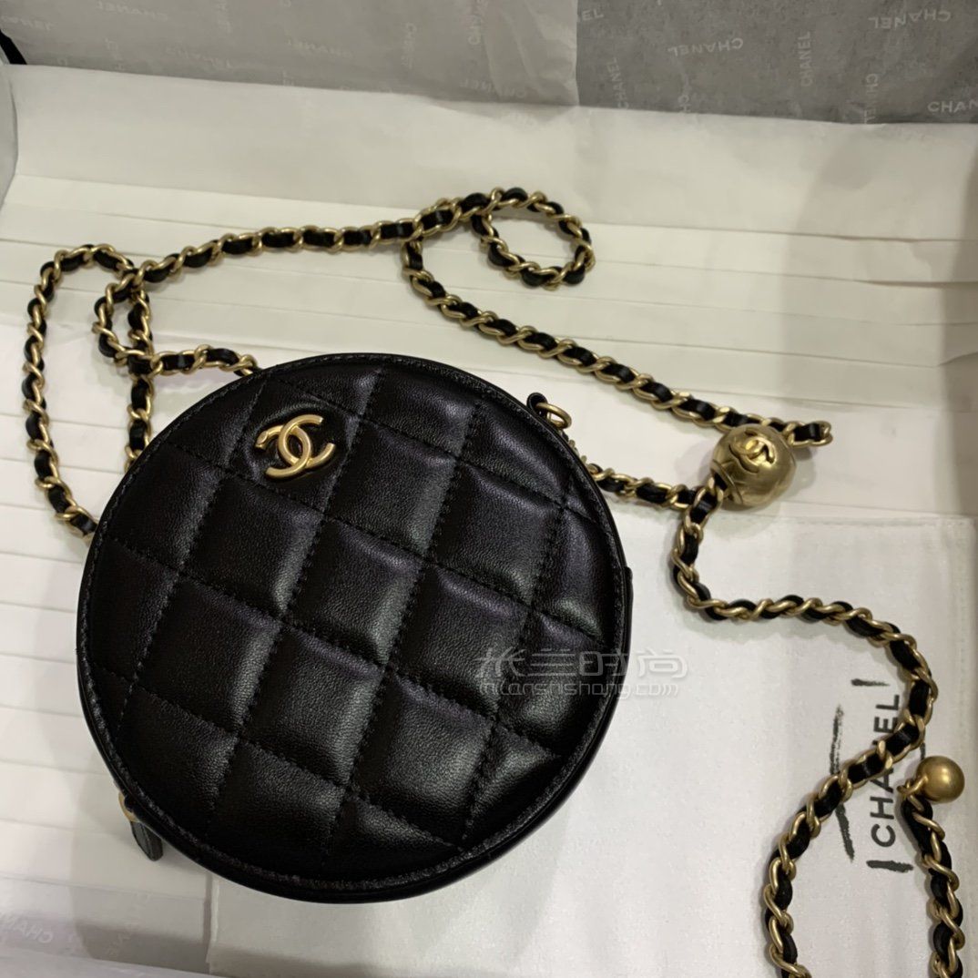 香奈儿金珠圆饼包chanel金珠链条圆饼包单肩包