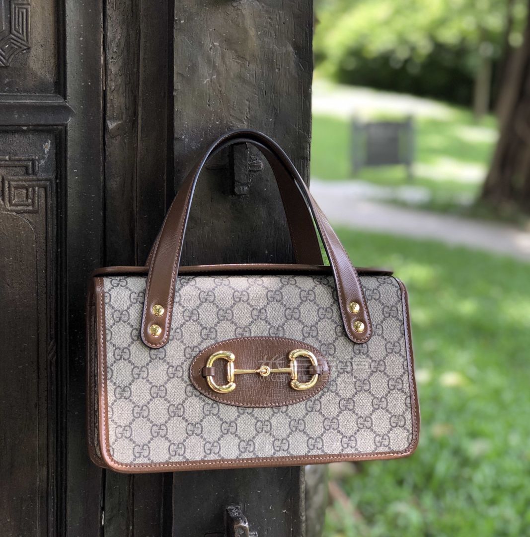 gucci古驰女包1955马衔扣老花盒子包方包手提包 627323上身图-尺寸