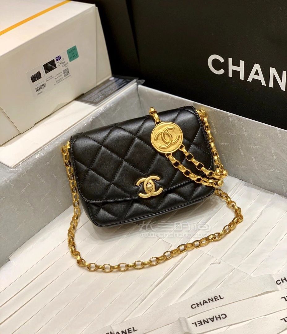 【香奈儿金币链条包】chanel 2020秋冬限量版金币包 黑色钱币金色链条