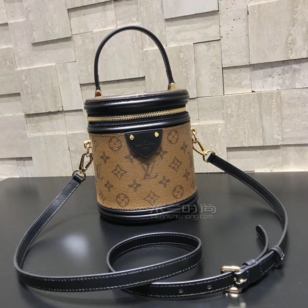 lv圆桶包cannes拼色老花水桶包圆筒手提单肩斜挎女包m43986价格尺寸