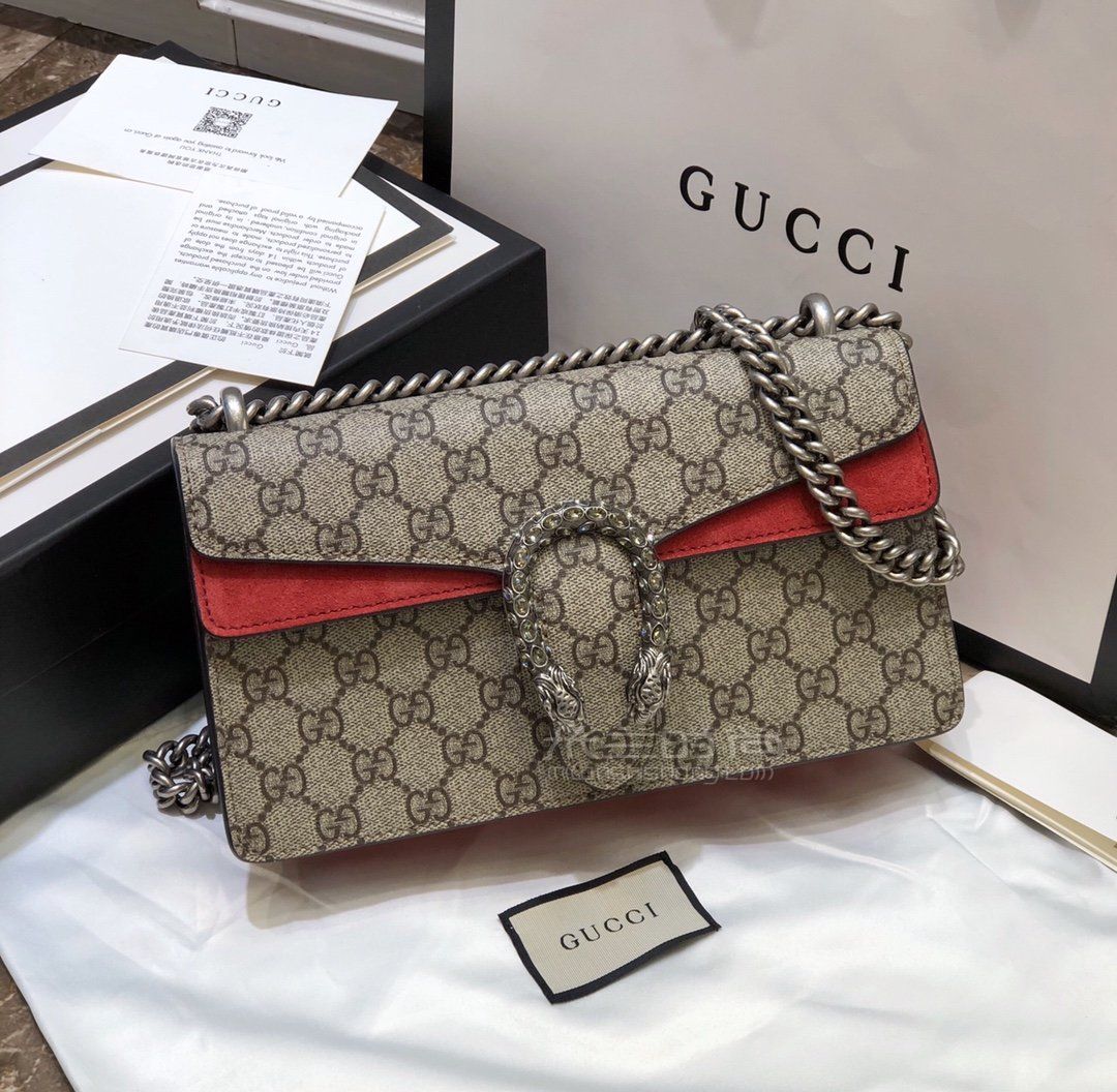 gucci古驰dionysus系列gg小号酒神肩背包499623银扣模特上身图-图片