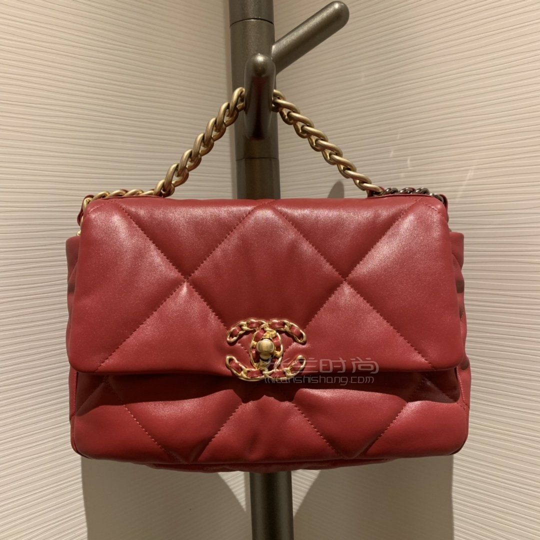 【香奈儿19包】chanel 19bag手袋小号26cm 玫瑰红原厂皮料
