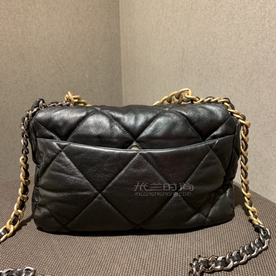 【香奈儿19包】chanel 19bag手袋 中号黑色30cm 原厂进口皮女包