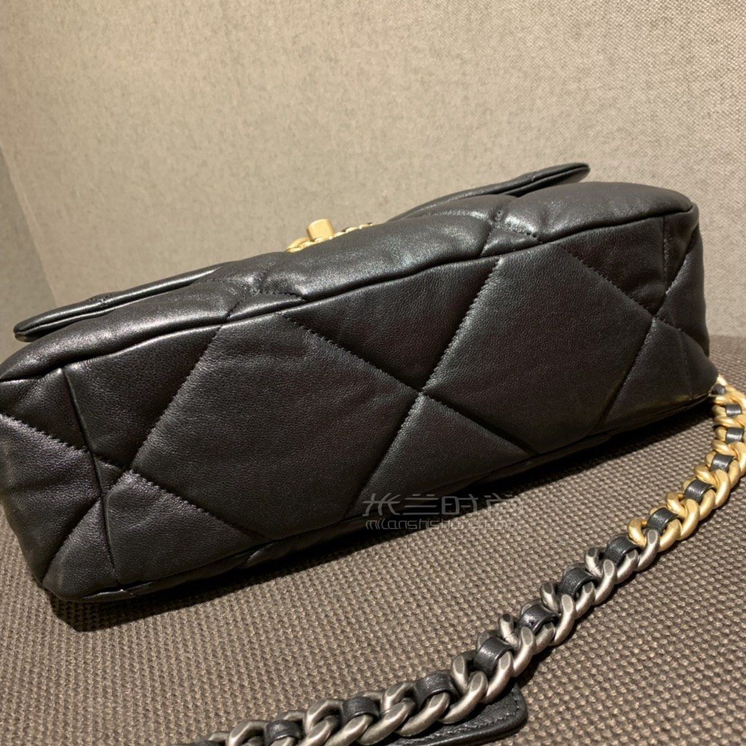 香奈儿19包chanel19bag手袋中号黑色30cm原厂进口皮女包