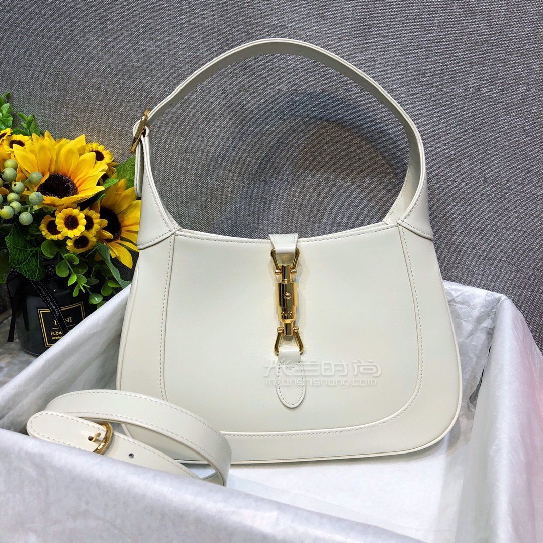 gucci古奇2020年新款女包jackie1961小号皮质单肩手提包636709白色