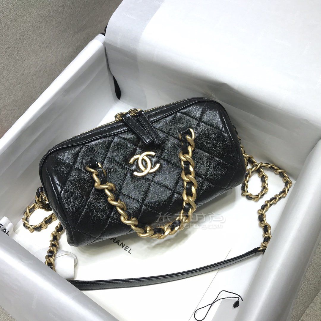 【香奈儿圆筒包】chanel 20新款保龄球包 圆筒手提斜跨包 黑色小号