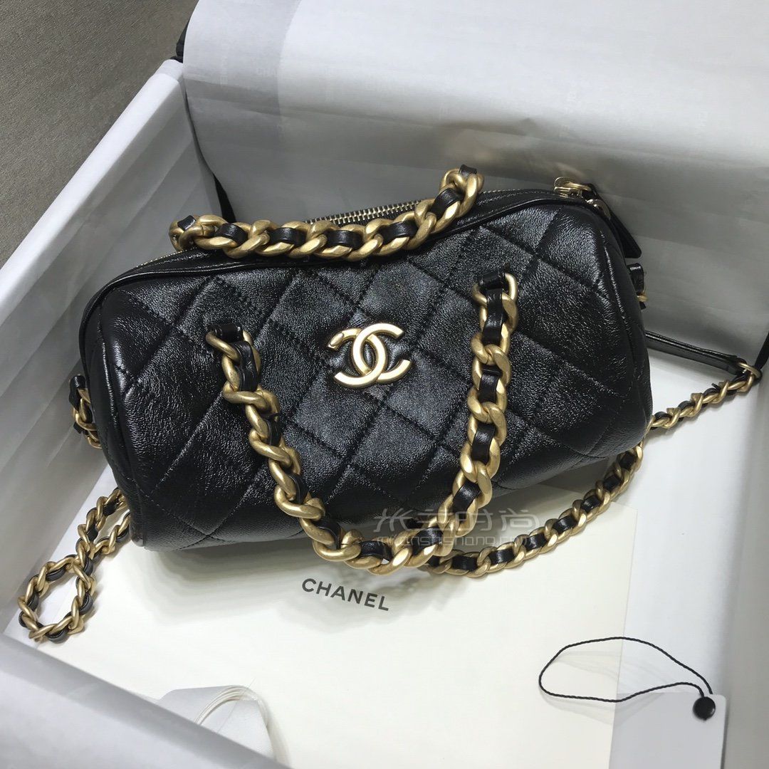 【香奈儿圆筒包】chanel 20新款保龄球包 圆筒手提斜跨包 黑色小号