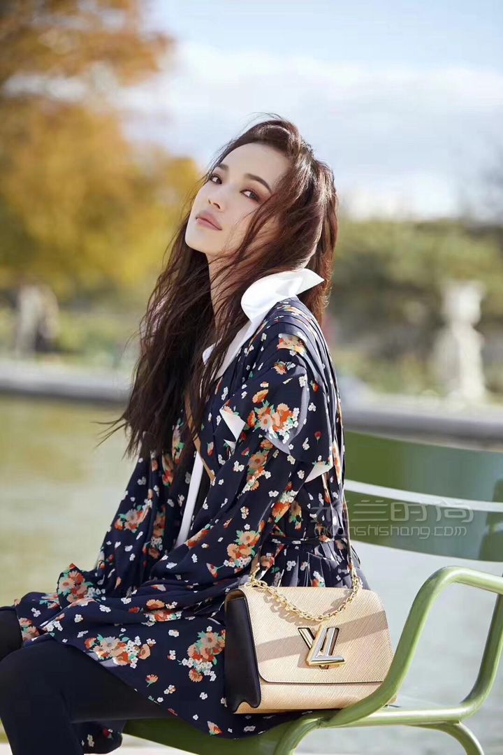 lv路易威登twistmm中号女士单肩包手提包驼色水波纹金扣翻盖链条包单