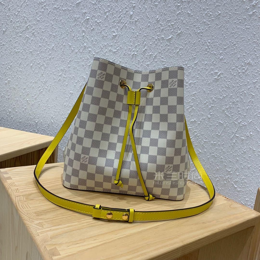 lv经典水桶包路易威登neonoe女包白色棋盘格