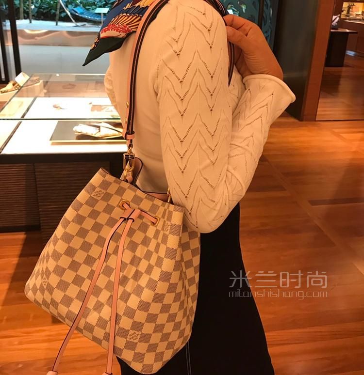 lv经典水桶包路易威登neonoe女包白色棋盘格