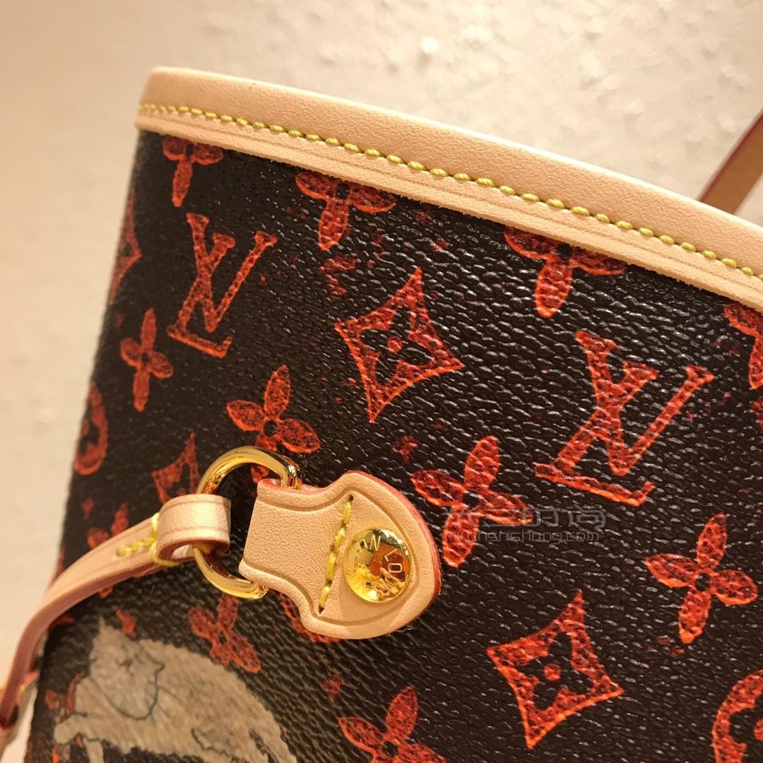 停产lv路易威登2019年新款猫咪图案neverfull子母包购物袋单肩