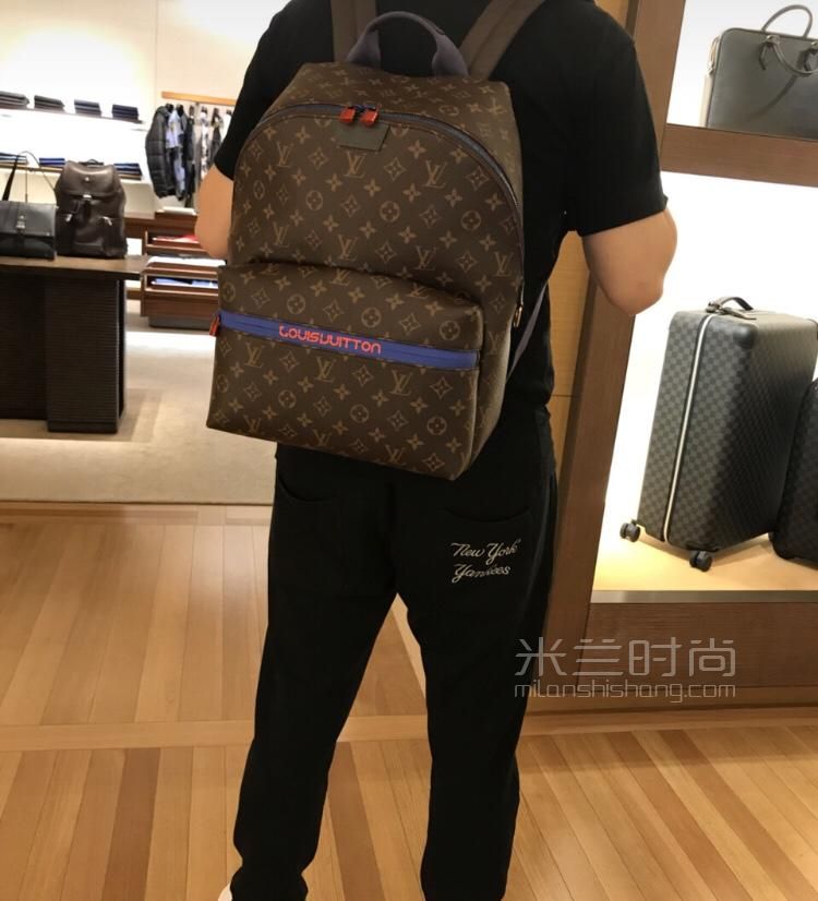 lv路易威登老花款apollo 双肩背包m4384918ss秀款 新款蓝色老花男士