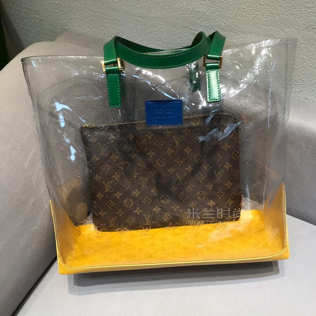 【停产】lv 限量500 透明 pvc 满logo 购物 沙滩包时尚奢侈品牌米兰