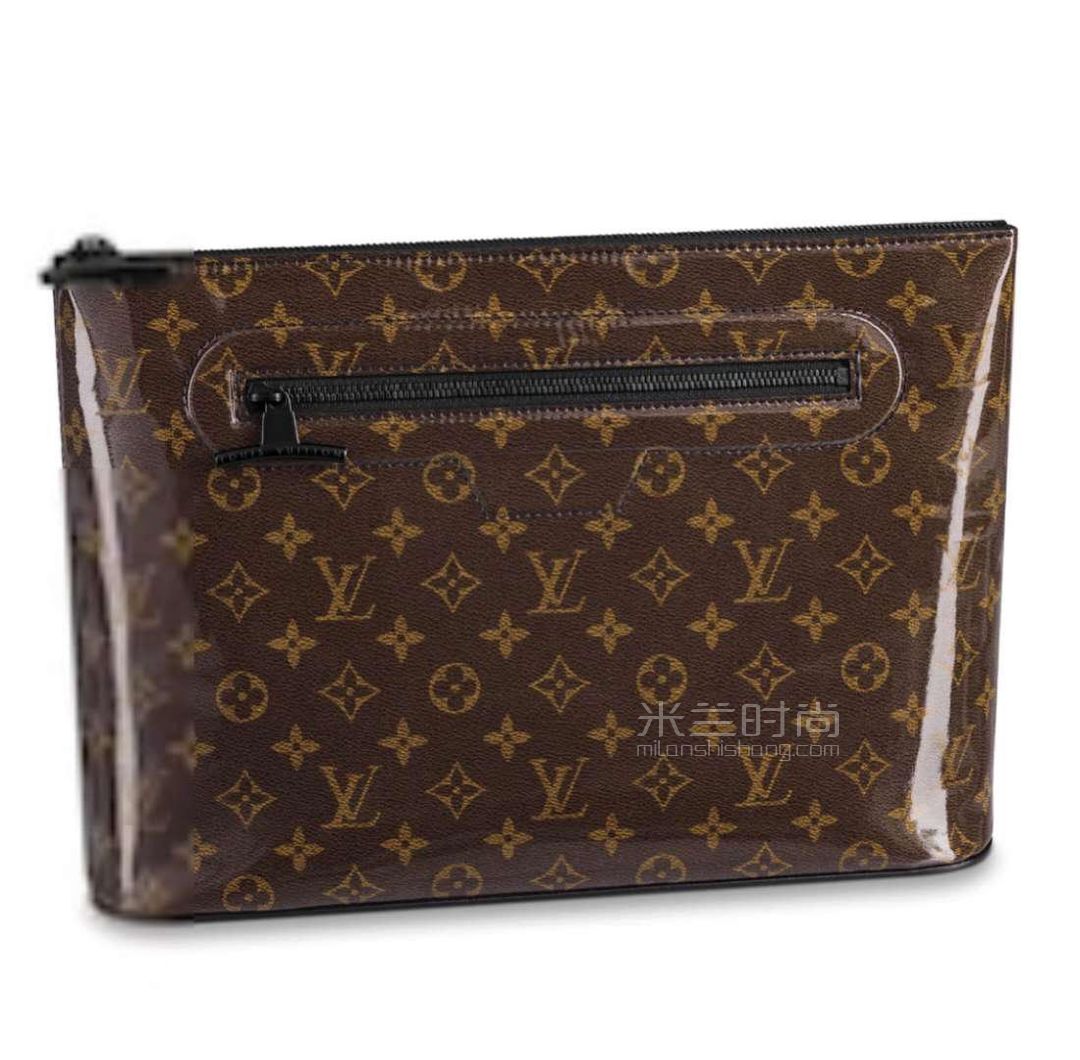 Lv路易威登18aw新款限量发售拉链手拿包黑胶限量拼色拉链手包洗漱包男包女包m 米兰时尚包包网