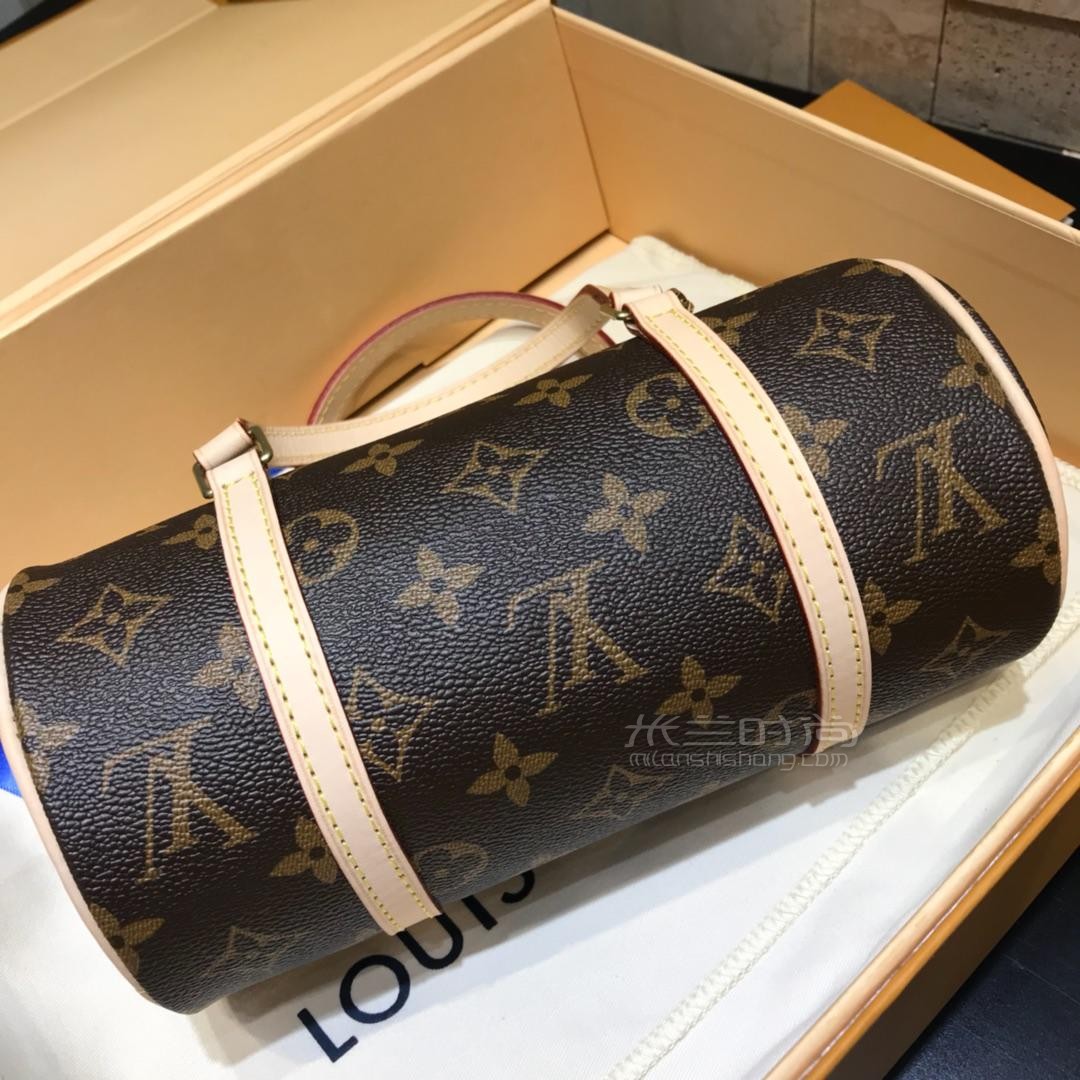 【lv圆筒包】路易威登老花黄皮圆筒26小号手提包