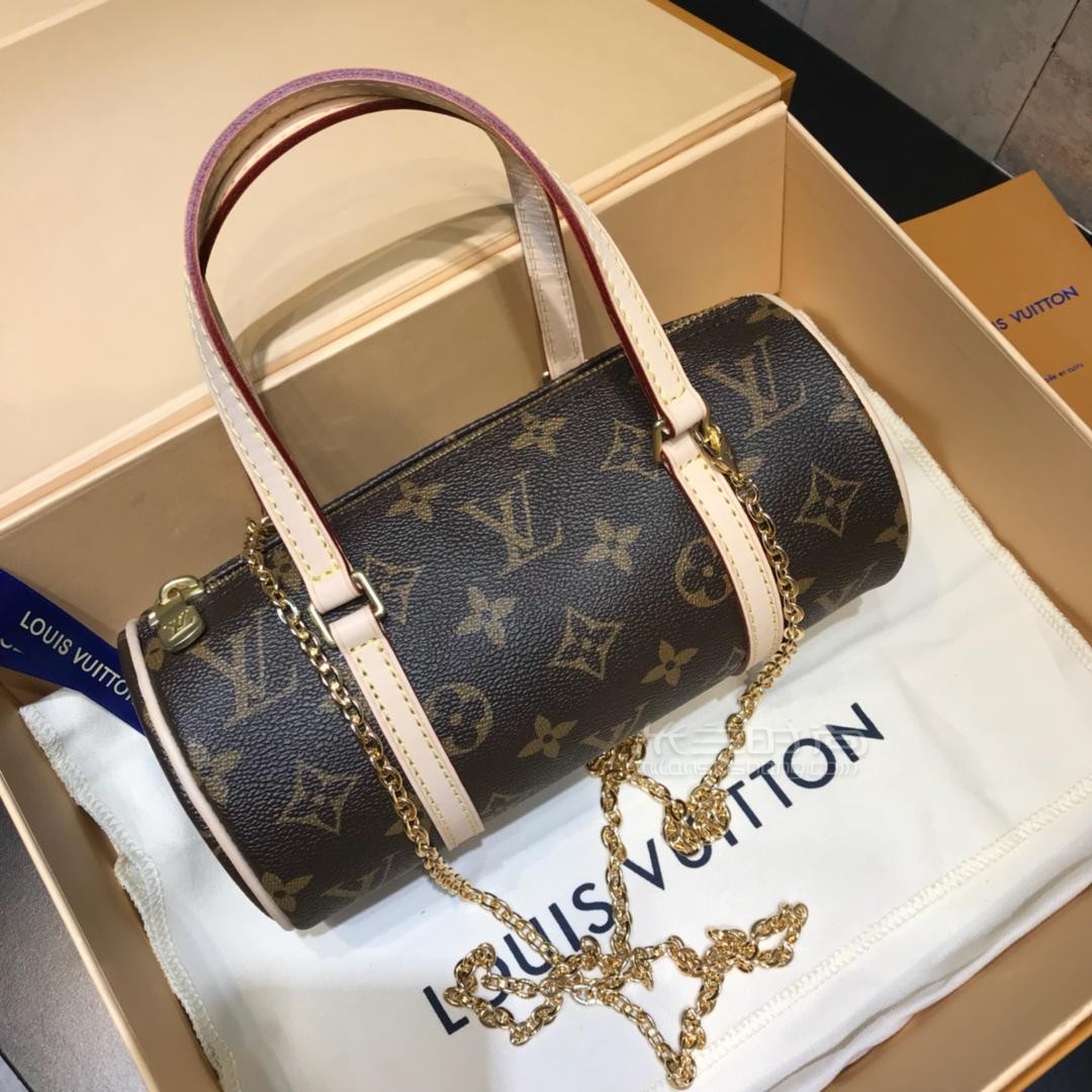 【lv圆筒包】路易威登老花黄皮圆筒26小号手提包