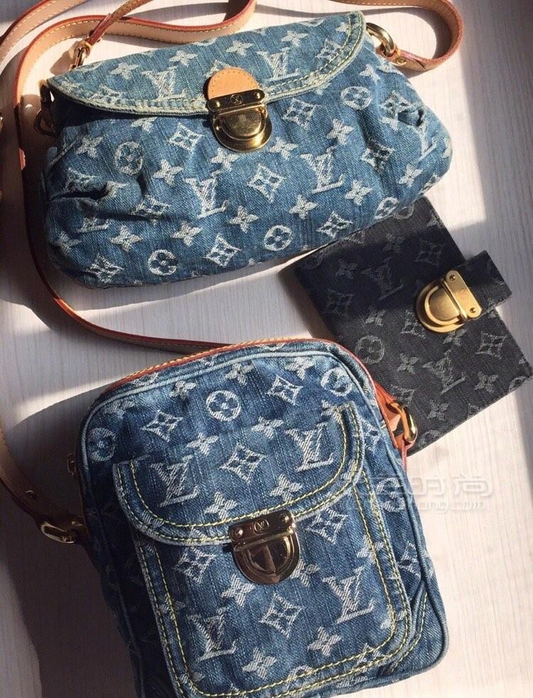 lv路易威登复古牛仔布单肩包 中古vintage包包 日本中古奢侈品包包