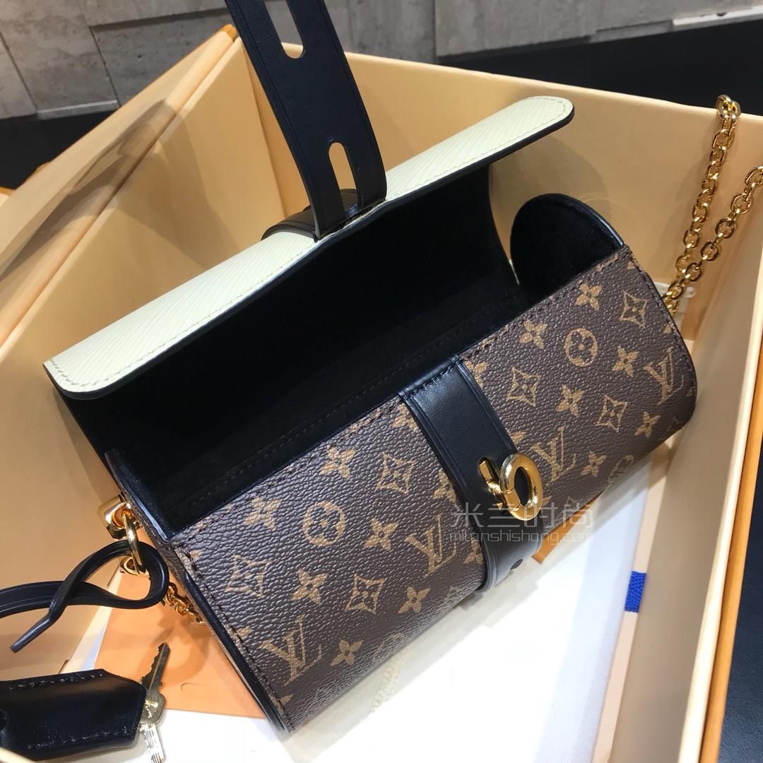 lv路易威登glasses case圆桶斜挎包 锁头包 白色笔筒包笔袋包笔筒链条