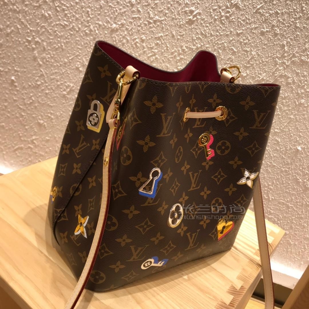 停产lv路易威登2019春季新款情人节限量水桶包neonoe单肩斜跨