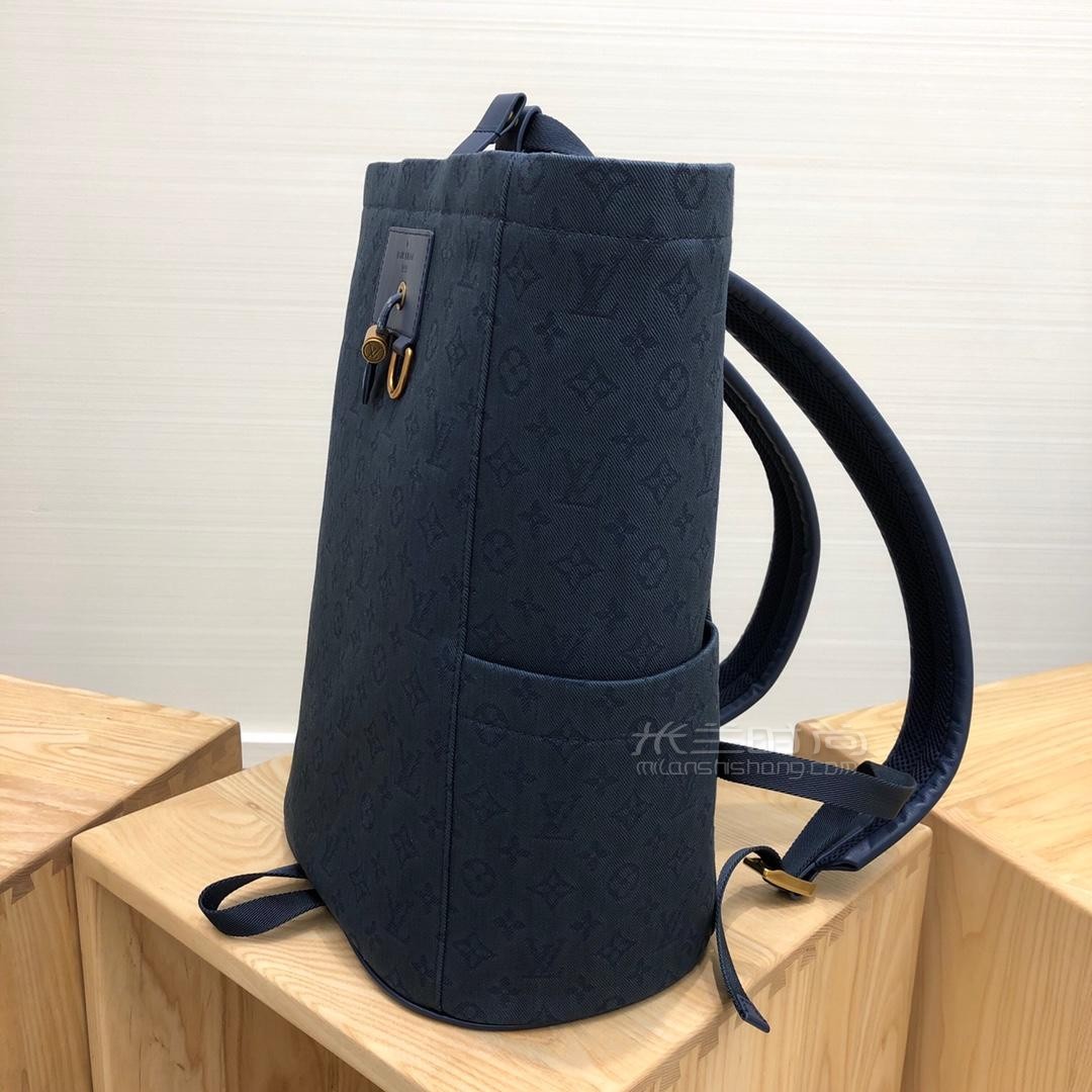 lv男双肩包牛仔蓝满logo 双肩背包书包 m44617 (8)