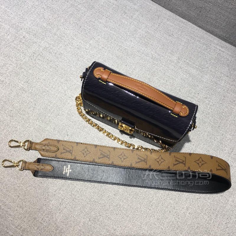 lv路易威登 metis水波纹漆皮 黑色锁扣链条女包邮差包 m54991