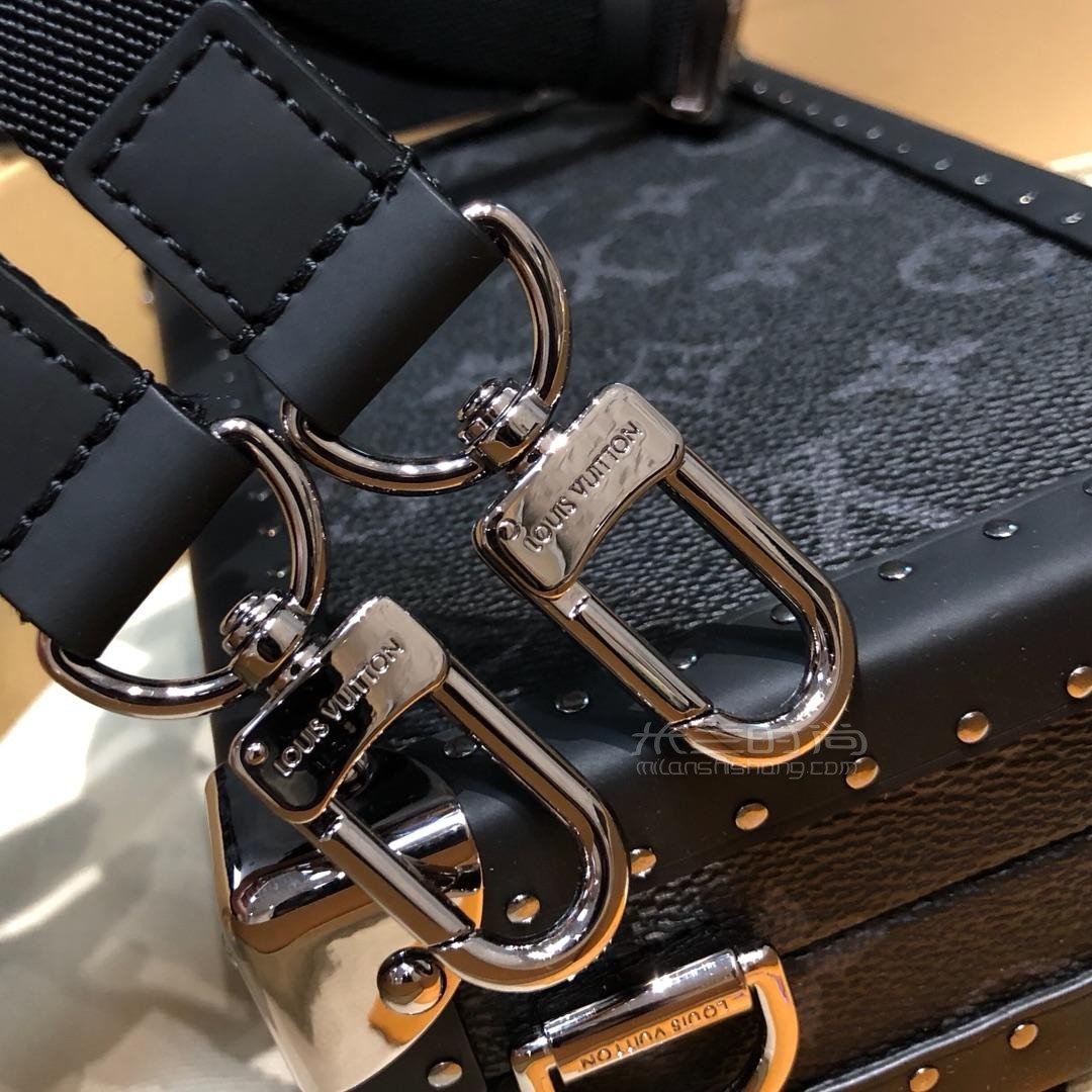 louis vuitton lv 黑色老花 logo 硬盒包男士秀款盒子包 路易威登手拿