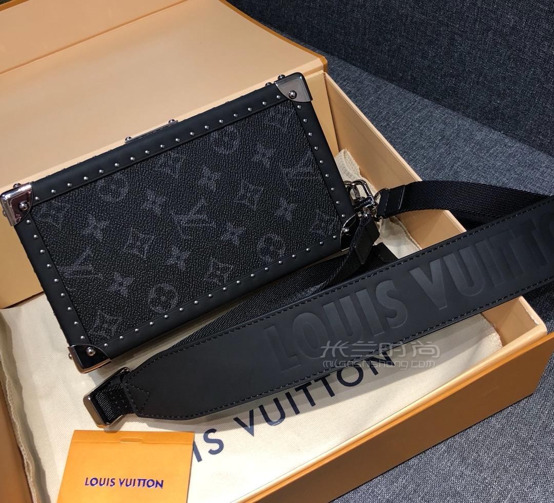 louis vuitton lv 黑色老花 logo 硬盒包男士秀款盒子包 路易威登手拿
