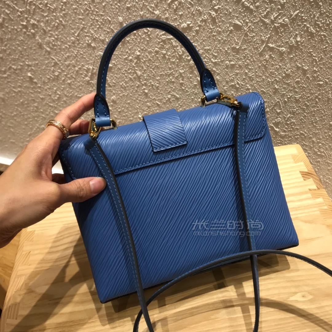 lv路易威登locky bb蓝色水波纹锁头翻盖单肩斜挎手提包女包m52880奢侈