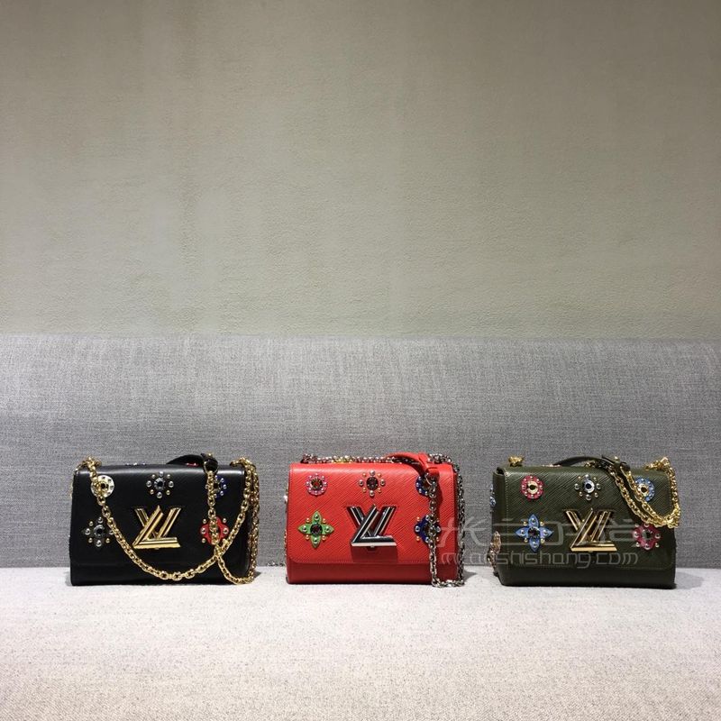 限量版墨绿色水波纹twist中号 女款链条包单肩斜背包广州lv包包批发小