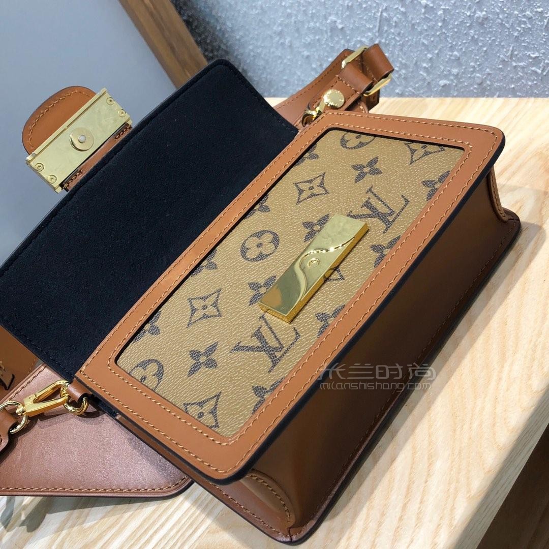 lv路易威登dauphine腰包老花拼色胸包女斜挎腰包m44586复古达芙妮拼色