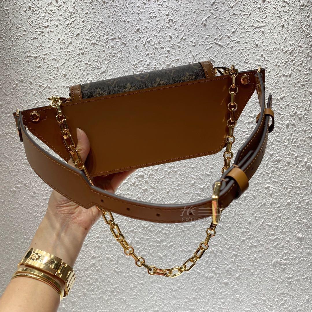 lv路易威登dauphine腰包老花拼色胸包女斜挎腰包m44586复古达芙妮拼色