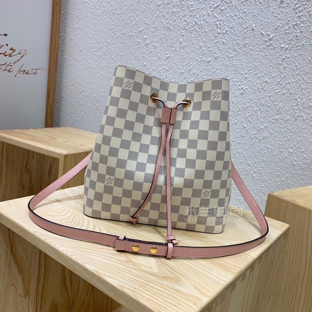 lv经典水桶包路易威登neonoe女包白色棋盘格