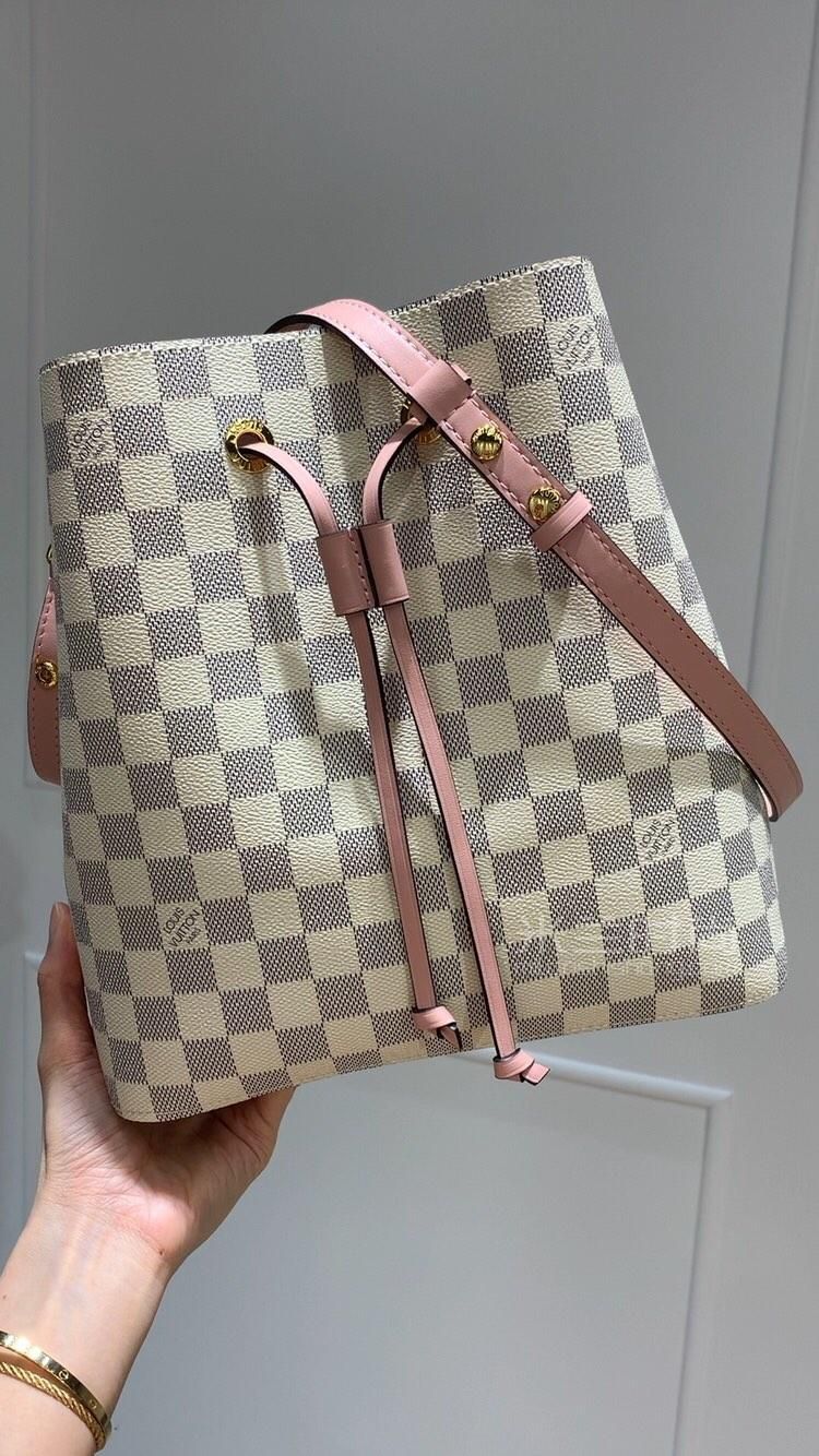 lv经典水桶包路易威登neonoe女包白色棋盘格