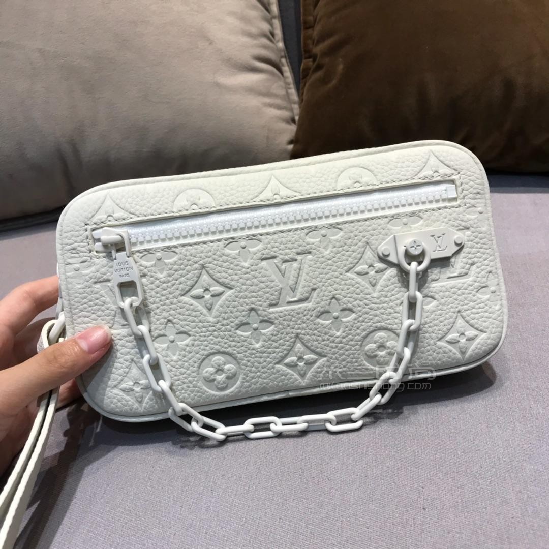 19sslvbyvirgil链条手包全皮压花纯白色手包手拿包m44482男女款